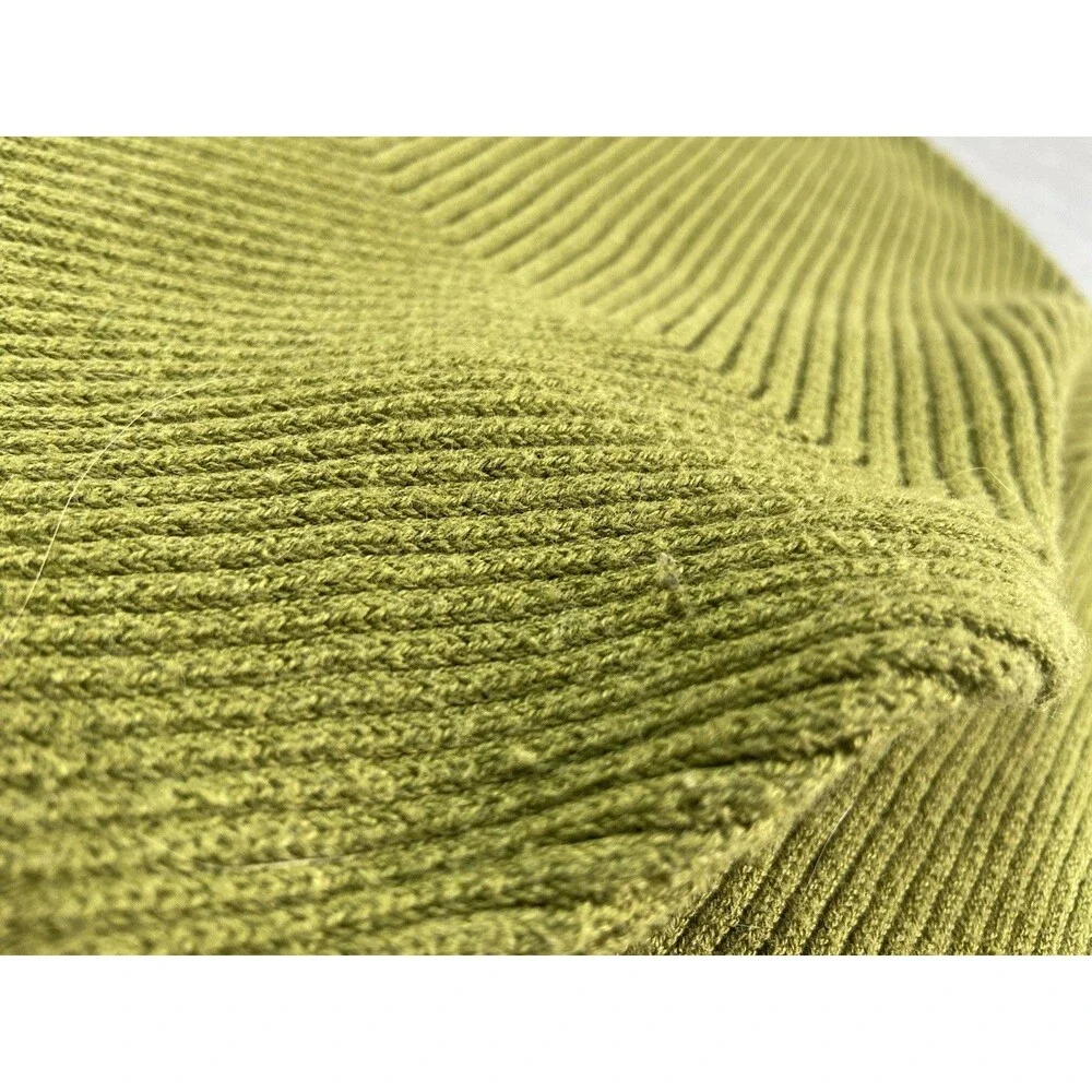 J Jill XL Green Textured Knit Sweater Long Sleeve Cotton Blend Top Drop Shoulder
